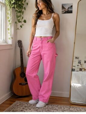 RAG & BONE Sid Straight Leg Carpenter Jeans Bright Pink Size 27